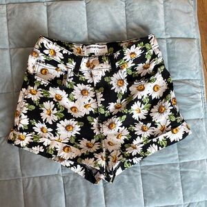 American Apparel Women's Black Daisy Floral Jean Shorts